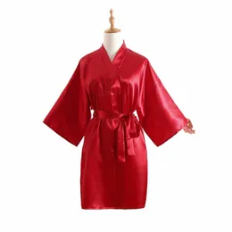 unisex Men Summer Silk Satin Middle Lg Robes Solid Color Wrap Dring Gown Bathrobe Nightgown Pajamas Women Couple Night Robe c8UH#