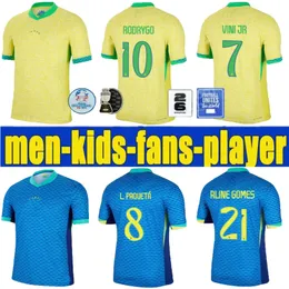 البرازيل 2024 كأس أمريكا كأس كرة القدم قمصان كاميتيتا دي فوتول بوكيتا رافيناا لكرة القدم قميص Maillot Marquinhos Vini Jr Brasil Richarlison 24 25 Kids 2025 Neymar