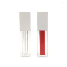 Bottiglie di stoccaggio Vuote Contenitori per lucidalabbra da 5 ML Contenitore cosmetico in plastica Tubi per rossetto per trucco trasparenti satinati quadrati 20 pezzi