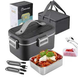 Portable Electric Heated Lunch Box 75W Stainless Steel Detachable 18L Heating Bowl CarTruckOffice Dining Microwave Oven 240312