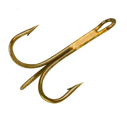 Gratis Fisher 100st Fishing Hooks 3551 Triple High Carbon Steel Sharp Threble With Eye Bronze Fishhook For Sea 240313