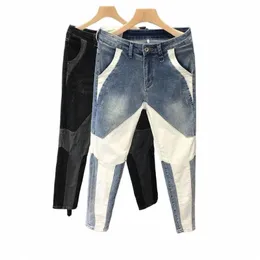 Männer Kleidung Jeans Männer 2023 Neue Frühling Sommer Hübsche Persalität Splicing Hosen Dünne Koreanische Hosen Streetwear Pantales Hombre M4oW #