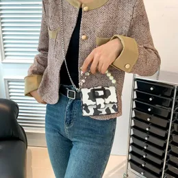 TOTES sevimli dalga postacı küçük kare çanta 2024 boncuklu aşk zinciri renkli moda tek omuz crossbody