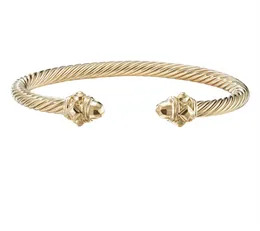Högkvalitativ smycken Ring Designer 925 Silver David Series Yarman Twisted Cuff Armband för kvinnors gåva Charmiga herrarmband 7mm Metal Hook Wire Party Gift