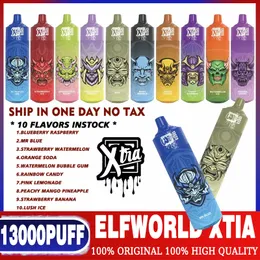 ELFWORLD XTIA T 13000 PUFFS 10 smaker 850mAh 20 ml Förspillad bärbar låda Big Screen Color Display Fast Charge Cutting Edge Wholesale Vape Disposable Puff 9K 15K 12K 12K