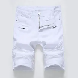 Verão dos homens denim shorts roupas de rua tendência personalidade magro jeans curto branco vermelho preto masculino marca roupas 240325