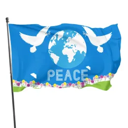 Tillbehör Peace Flags Pigeon Banner Logo Mönster Flagg Symboliserar världsfred och kärleksflagga inomhus och utomhusdekoration för Memorial Gift