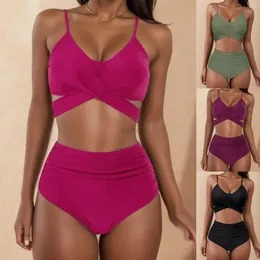 2-częściowy 2-częściowy strój kąpielowy Kobiety Seksowne bikini zyskuj na Push Up Swimsuit High Talsed Play Stosit Swimsuit Swimens 24326