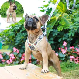 Trelas ajustáveis para cães, conjunto de arnês e trela fortes para animais de estimação para cães pequenos e médios, buldogue francês, doberman, suprimentos para mascotas