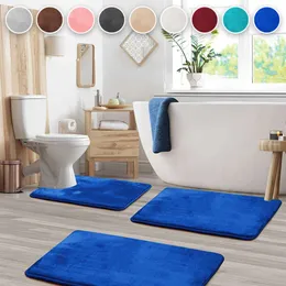 3pcs Soft Comfortable Memory Foam Bath Rug, Rapid Water Absorbent Washable, Non-slip Mat, Perfect for Shower Room and Bathroom Accessories, Home Decor