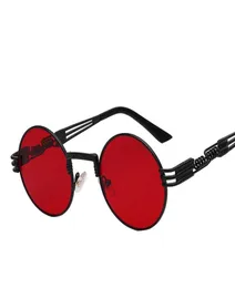 Okrągłe okulary przeciwsłoneczne gotycki steampunk okulary przeciwsłoneczne mężczyźni mężczyźni metalowe wapeyeglasses shades marka projektant okularów przeciwsłonecznych lustro Wysoka jakość 4242302