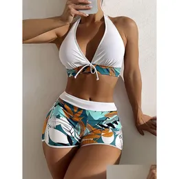 Simkläder hög midja y baddräkt Kvinnor Summer Bathing Suit Bikini Set Plus Size Swimwear Beach Swimming 230217 Drop Delivery Dhzlv