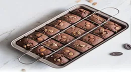 Bakeware profissional 18 cavidade ferramentas de cozimento fácil limpeza quadrada treliça bolo de chocolate molde brownie assadeira antiaderente t2001118687374