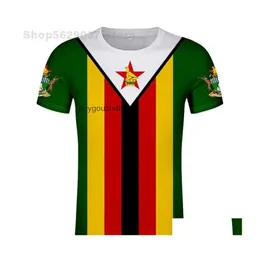 Męskie koszulki Zimbabwe T Shirt DIY Numer Numer Zwe Tshirt Nation Flag ZW Country College Yezimbabwe Zimbabwean Po Text Cloth Dhvw6