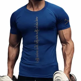 Männer T-Shirt compri Fitn Strumpfhosen laufenden Hemd-Fitnessstudio-Bluse Yoga Sport tragen Bewegung Muskel Sport Mann T-Shirt M1X5#