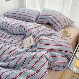 Nordic Sling Bed 150 BEDDOW SETS RANDS Däcke Cover Set Quilt Cover Bed Sheet Quilt Set Queen Size Ins Blogger Comporter Set 240320