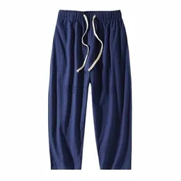 big size 12XL 14XL 180kg spring summer men home wear sleep pants cott linen chinese style pants vintage Straight pants Stretch Y1IS#
