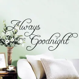 Stickers Always Kiss Me Goodnight Quotes Wall Stickers for Bedroom Decor Home Decoration Diy Vinyl Decals Mural Art Black