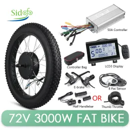 Schroevendraaiers 72v 3000w Electric Fat Bike Motor Wheel Hub Motor Kit Ebike Conversion Kit for Snowmobile Non Gear Dc Motor Wheel 5570km/h