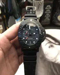 Mens Watch 고급 기계적 빛나는 손목 시계 검은 실리콘 스트랩 패션 잠수정 Luna 럭셔리 47mm 손목 시계 6040591