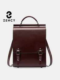 Zency 2024 Kvinnlig mode ryggsäck Retro England -stil Student Satchel Laptop Rucksack Women A4 Shoulder Bag School Bags Office 240307