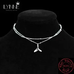 Anklets New Fashion 925 Sterling Silver Fishtail Pendant Double Layer Oner Comens Jewelry Summer Beach Charm Chain Chain Giftc24326