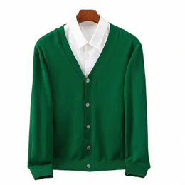 Plus Size M-5XL Cmere Cardigan Maglione da uomo Tinta unita lavorato a maglia con scollo a V Calda lana Maschile High End Cappotto casual Nuovo stile 03vS #