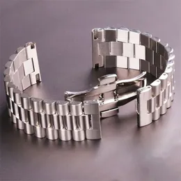 Assistir bandas de aço inoxidável Bandas de vigia de pulseira Menm Men Silver Solid Metal Watch Strap 16mm 18mm 20mm 21mm 22mm Acessórios 2211314n