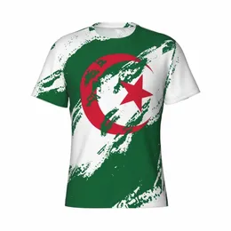 Nome personalizzato Nunber Algeria Bandiera Colore Uomo T-shirt sportiva attillata Donna Tees For Soccer Football Fans s609 #