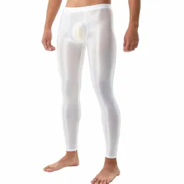 Pantaloni elastici Pantaloni setosi Leggings slim fit lisci come la seta da uomo con custodia rigonfia U Cvex Alta elasticità per il comfort a3l9 #