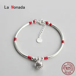 La Monada Red Thread for Hand 925 Sterling Silver Bracelet Bell Tube Bracelets Women 240315