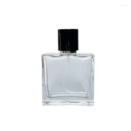 Butelki do przechowywania 6pcs 30 ml 50 ml Atomizer Perfume Bottle Butelka Pump Pump Black Powa Płaskie kwadratowe szklane szklane puste kosmetyczne zapach mgły spray