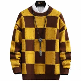 Neue Herbst Winter Koreanischen Stil Herren Pullover Pullover Hohe Qualität Dicke Warme Cmere Pullover Männer Luxus Plaid Pull Homme 2023 49zD #
