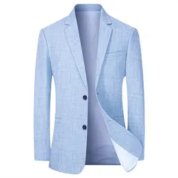 Himmelblaue Herrenjacke, dünne Jacke, Frühling und Herbst, solide Business-Formelle Kleidung, Herren-Hochzeitsjacke, übergroß, 4XL 240326