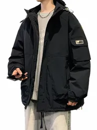2023 Nya vintermän Parkas Korean FI Hooded Windbreaker Padding Coat Men/Women Unisex Style Thicken Warm Jackets H7pm#