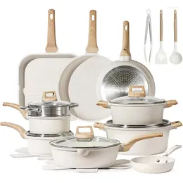 Cookware Sets 22pcs Pots And Pans Set Nonstick White Granite Induction Kitchen Cooking Non Stick Pot