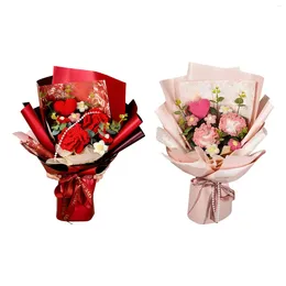 Fiori decorativi Bouquet di garofani all'uncinetto Fiore lavorato a maglia Decorazione primaverile Benedizione eterna fatta a mano completata per il regalo della festa della mamma