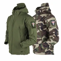 uomo esercito pelle di squalo soft shell abbigliamento tattico antivento giacca impermeabile volo pilota cappuccio cappotto militare campo bomber giacca x1LG #