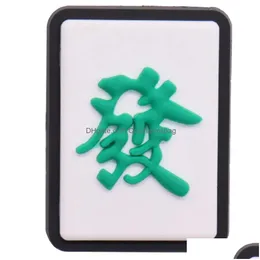 Peças de sapato acessórios moq 20 pcs pvc kawaii mahjong jogando cartas torre designer decorações fivela encantos para crianças gota entrega sh dhwck