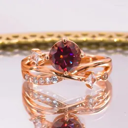 Pierścienie klastra luksus S925 srebrny srebrny 18 -karatowy różowy złoto Pierścień dla kobiet wysoko węglowy Diamond Anniversary Wedding Biżuteria