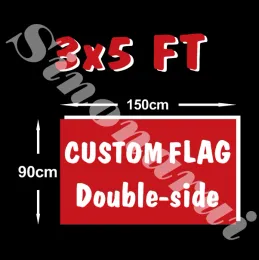 Tillbehör Design Anpassad flagga 150x90cm 3x5ft 100d Polyester All LOGO Every Colors Banner Fans Sport Double Side Custom Flags