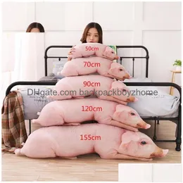 Almofada / travesseiro decorativo Simated Slee Pig P Animais Recheados Almofadas Crianças Adts Animais de Estimação Reforço Sofá Cadeira Decoração Amigo Presente 201009 Drop D Dhhpb