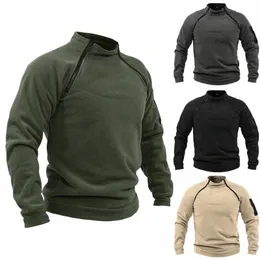 2023 Hot Sale stand-up Collar Man Hoodie Autumn Winter Warm Fleece Solid Color Outdoor Breattable Tactical Mens Gym Sport Tops L63p#