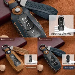 Update Leather Car Key Case Cover Fob For Ford Explorer Mustang Focus Fusion Escape Kuga F150 F250 F350 F450 Mk3 Mk4 Handmade Key Shell