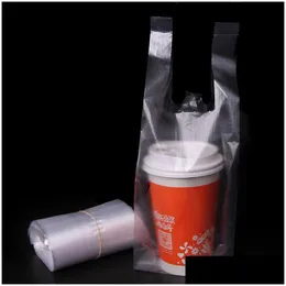 Verpackungsbeutel Großhandel 5000 teile/los 500 ml Tee Milch Kaffee Kunststoff Takeaway Takeout Weste Tasche Tragbare Einweg-Getränkebecher Hand Drop Dhzyt