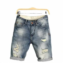 dimusi sommar denim shorts manliga jeans män jean shorts bermuda skate board harem mens jogger fotled rippad våg 38 40, pa028 27zk#