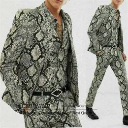 Snake Printed Men garnitus Slim Fit Club Bar