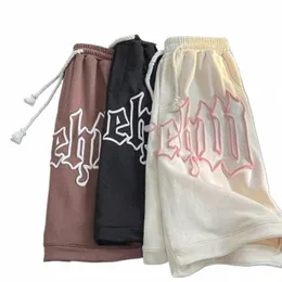 Yaz Gündelik Y2K Kadınlar ve Erkekler Giyim Goth Mektup Pantolon Harajuku Büyük boy ter spor salonu şort Kore Sokak Giyim Spor Giyim Kısa N7TZ#