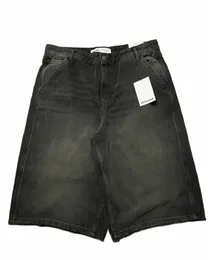 High Street Hip-Hop Koreano Simples shorts de jeans masculinos casuais desgaste y2k esportes calças de perna larga de cintura alta média de cintura alta 65sq#