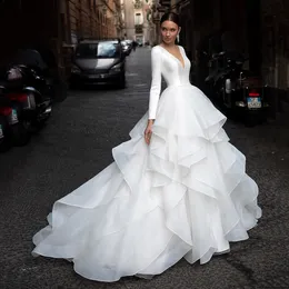 2024 abiti da sposa in raso abiti da sposa da sposa sexy a maniche lunghe in pizzo abito marina mariame fatto a mano vestido de novi abito da ballo per la nigeria nera